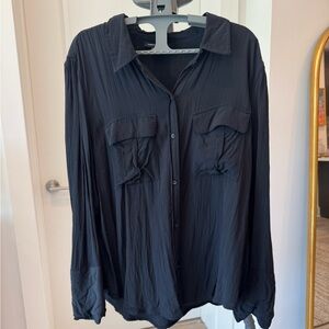 Something Navy Classic Black Blouse